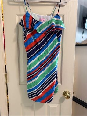 Lilly Pulitzer Striped Spaghetti Strap Sundress in Blue, Green, Red, White